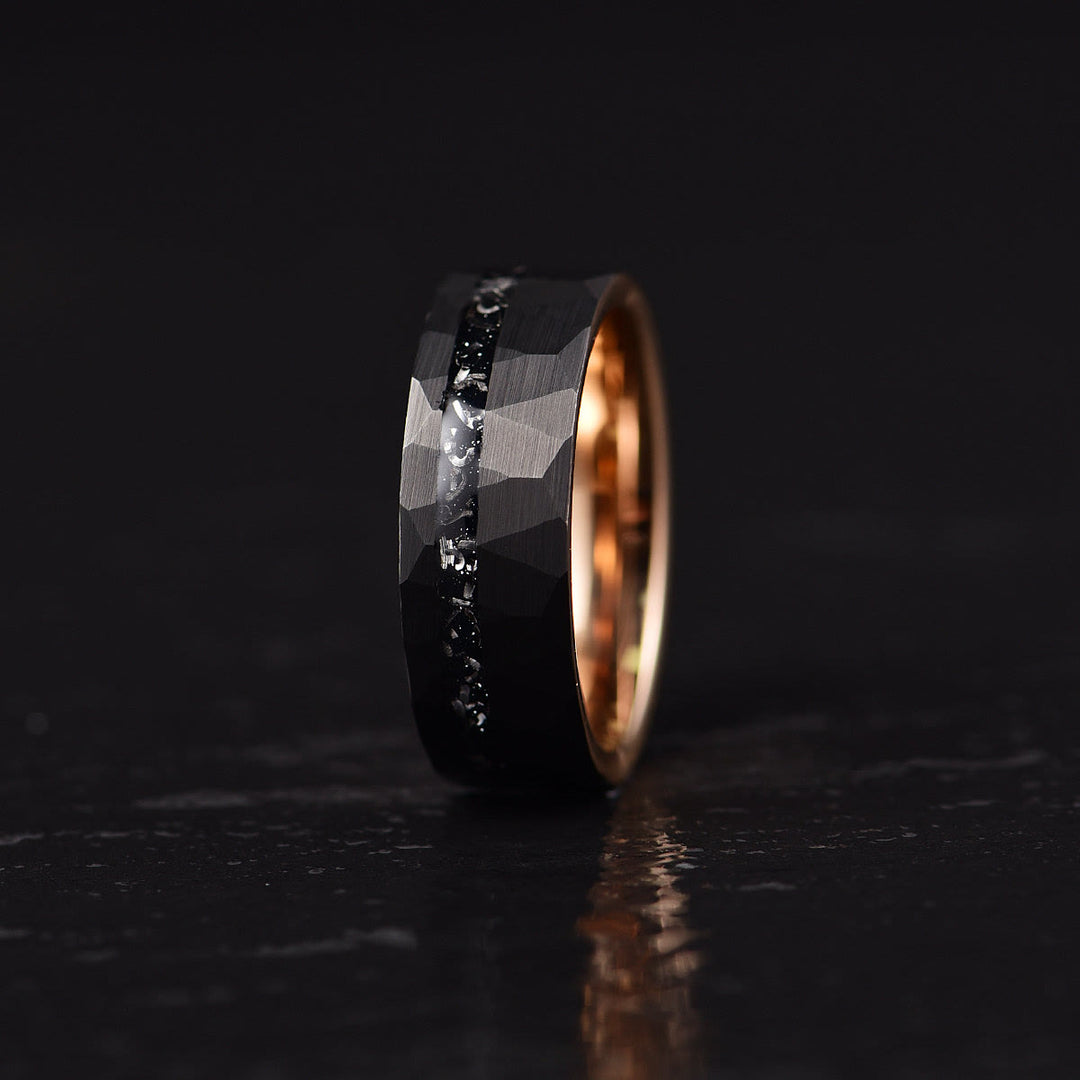 Anillo de carburo de tungsteno y turmalina negra de 8 mm de Olivenorma