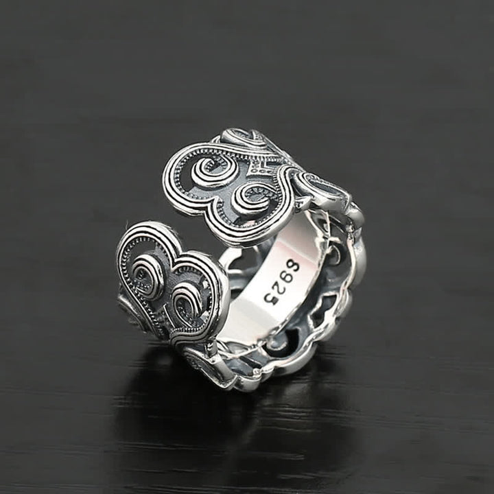 Anillo ajustable con diseño étnico de ónix negro de Olivenorma