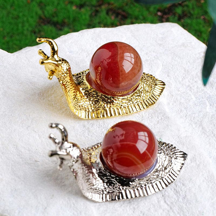 Soporte para bolas de cristal natural de Olivenorma, pequeño caracol decorativo con piedras preciosas