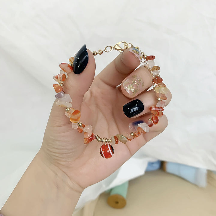 Pulsera con colgante de ojo malvado de grava de cristal natural de Olivenorma