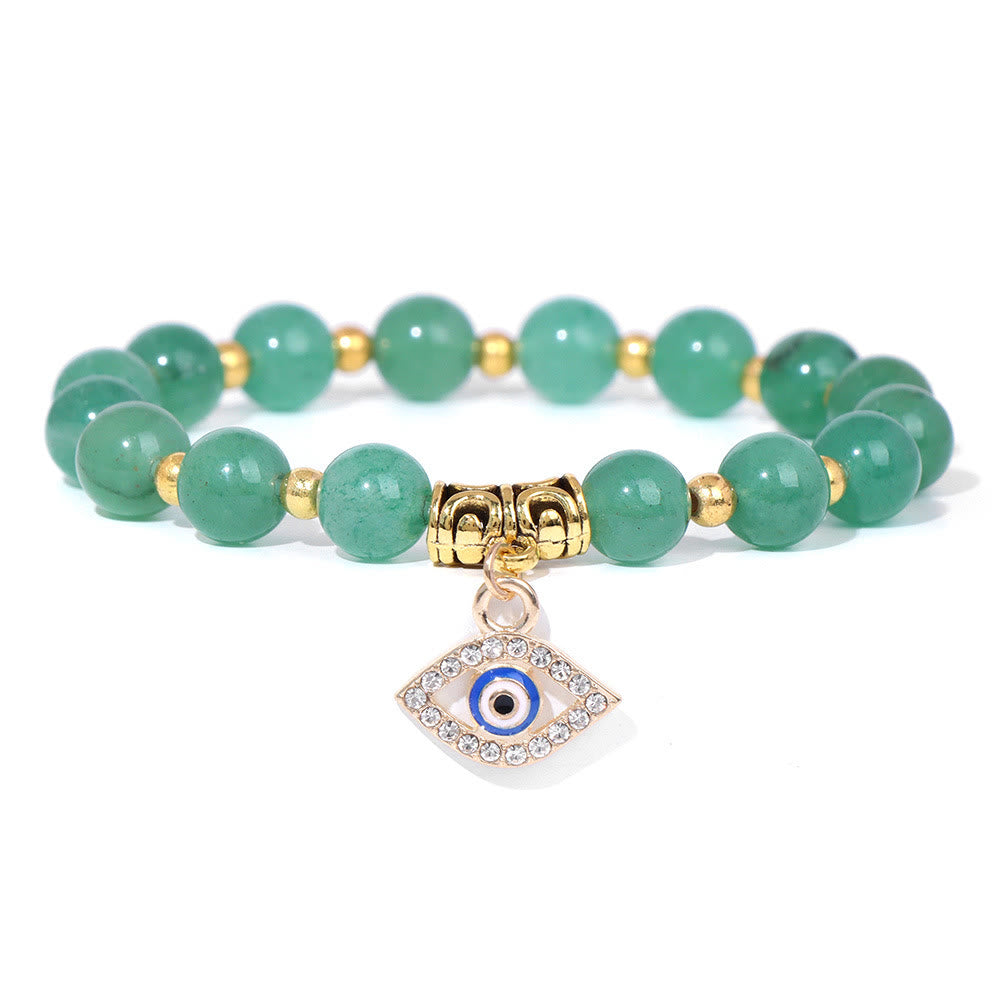 Pulsera con colgante de ojo malvado y cuentas de piedra natural de Olivenorma
