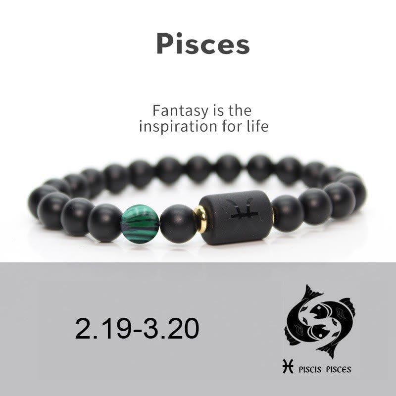 Pulsera de hombre con ónix negro natural del zodiaco de Olivenorma 