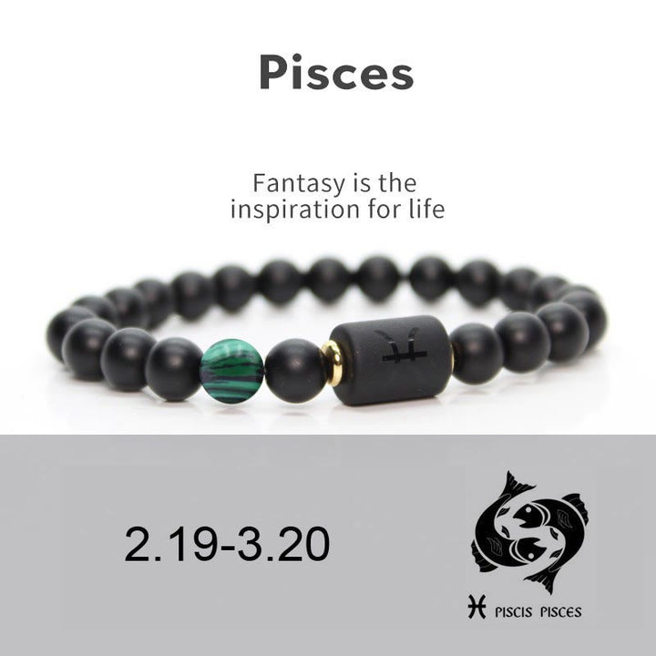 Pulsera de hombre con ónix negro natural del zodiaco de Olivenorma 