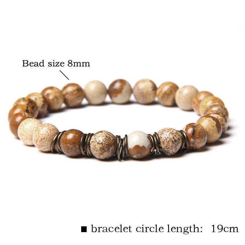 Pulsera elástica de yoga con cuentas de piedra natural pulida de 8 mm de Olivenorma