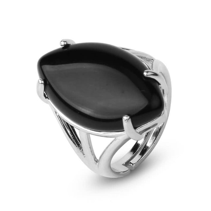 Anillo ajustable con forma de semilla de melón y amatista de Olivenorma