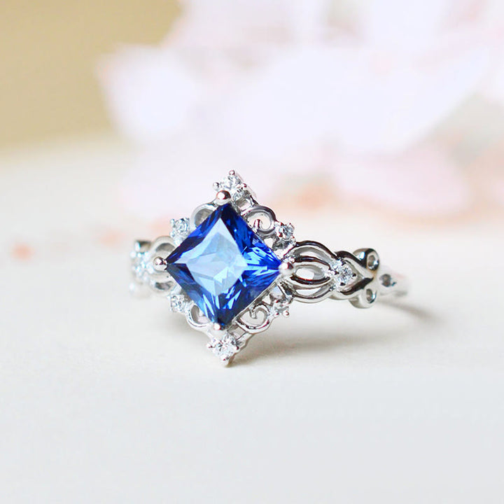 Anillo de zafiro cuadrado Olivenorma