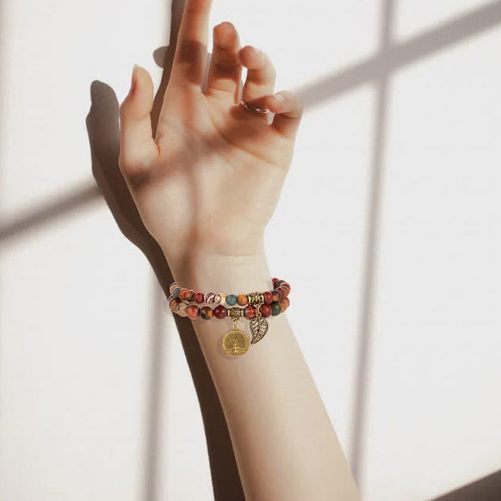 Pulsera de calma y paz con jaspe pictórico de Olivenorma