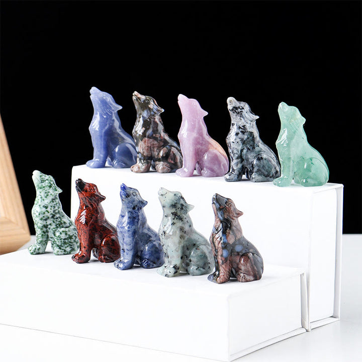 Adorno de piedra preciosa con forma de niño lobo de cristal natural de Olivenorma 