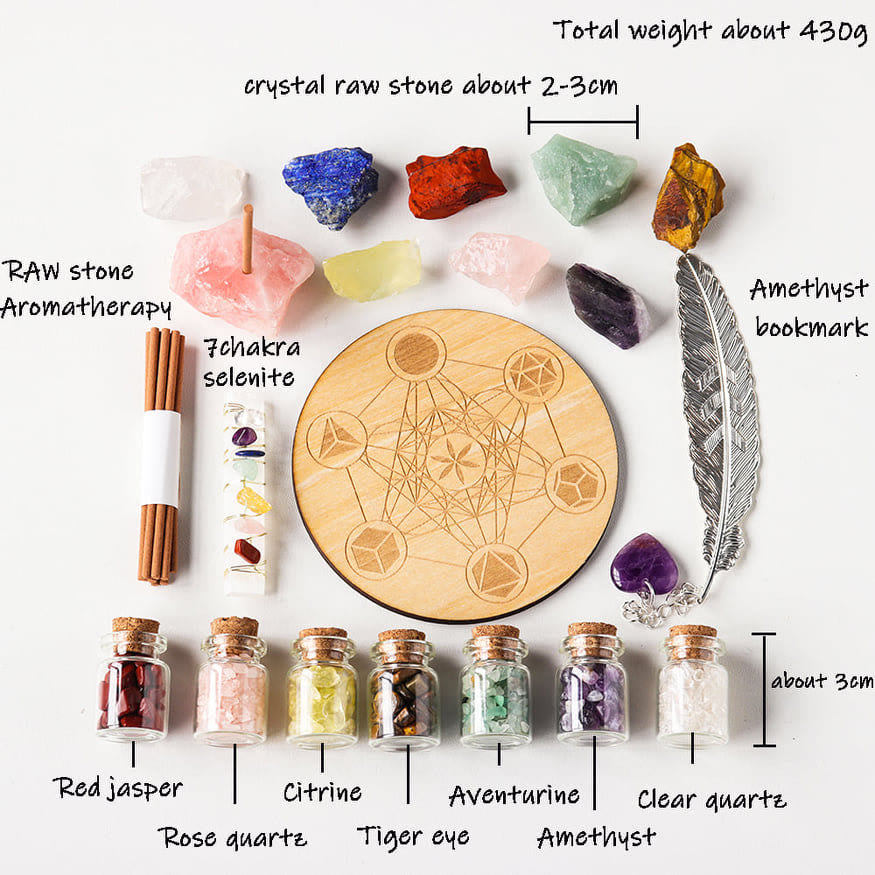 Juego de piedras preciosas crudas de 7 chakras con grava curativa natural de Olivenorma