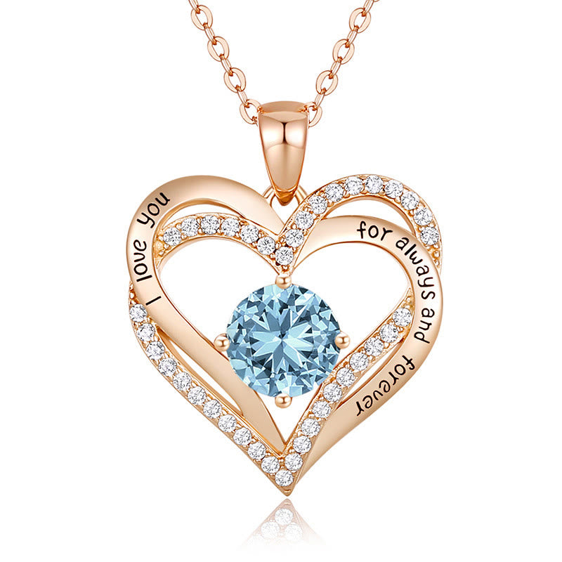 Olivenorma "Te amo por siempre y para siempre" - Collar de corazón en tono de nacimiento 