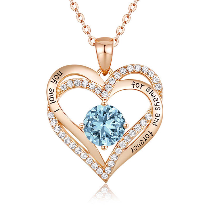 Olivenorma "Te amo por siempre y para siempre" - Collar de corazón en tono de nacimiento 