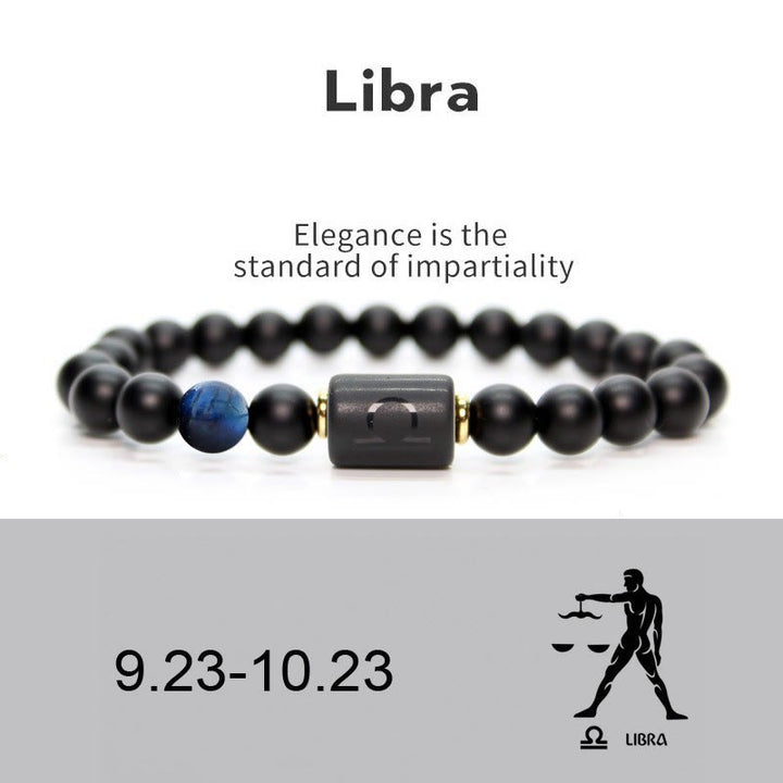 Pulsera de hombre con ónix negro natural del zodiaco de Olivenorma 