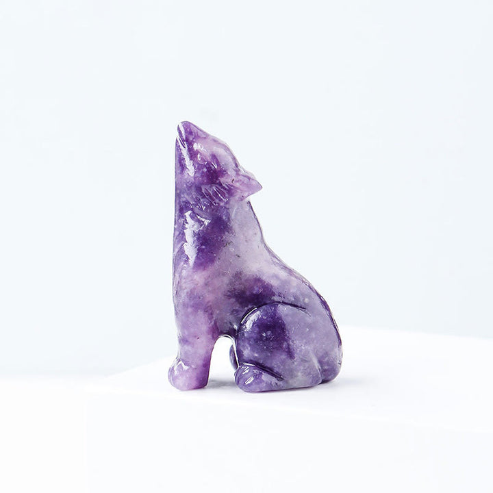 Adorno de piedra preciosa con forma de niño lobo de cristal natural de Olivenorma 
