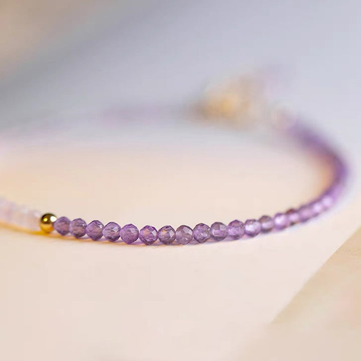 Pulsera de piedras preciosas curativas de glicina y amatista con cristales transparentes 