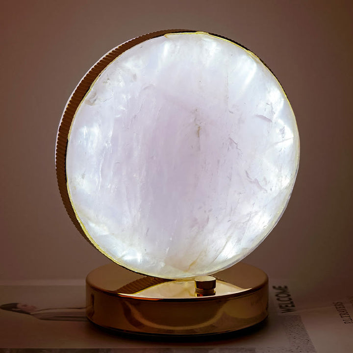 Lámpara de mesa de noche de piedra de cristal natural Olivenorma Decoración con piedras preciosas