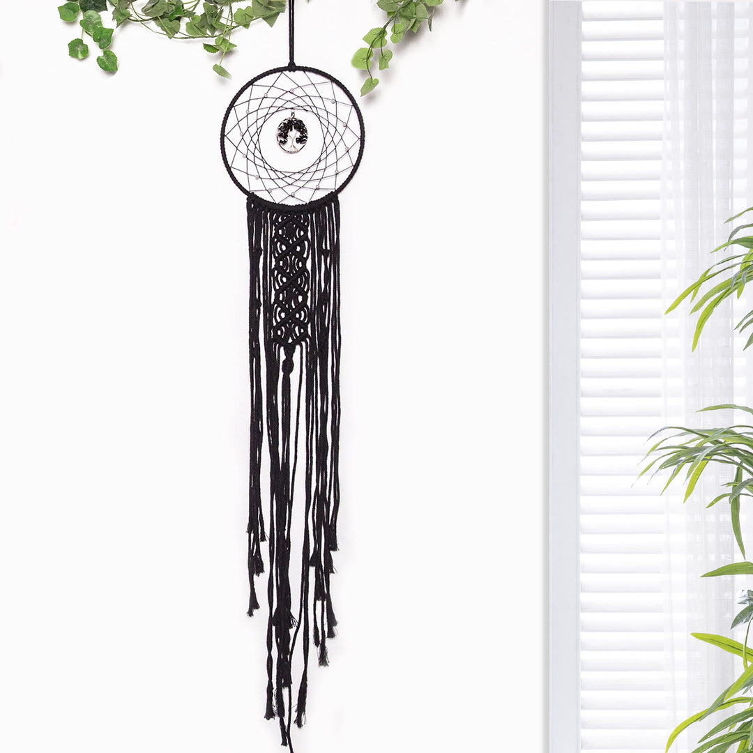 Atrapasueños solares de cristal con forma de árbol de la vida, redondo y tejido de Olivenorma 