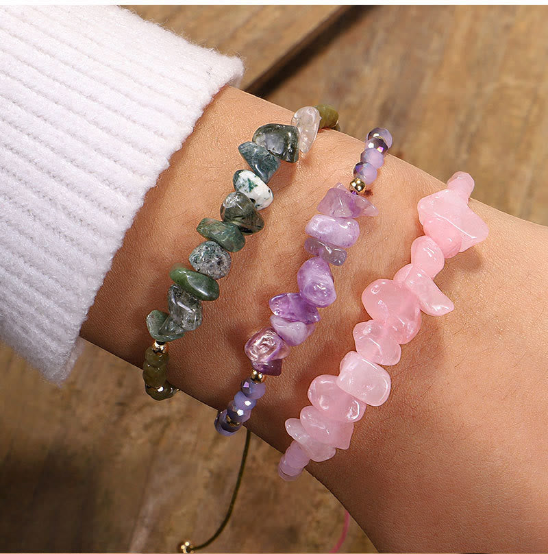 Pulsera de hilo de grava con cristales de Bohemia de Olivenorma 