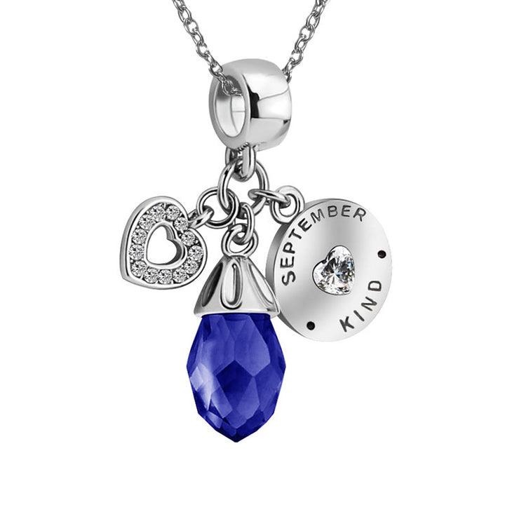 Collar con colgante de corazón de diamante y piedra natal de Olivenorma 