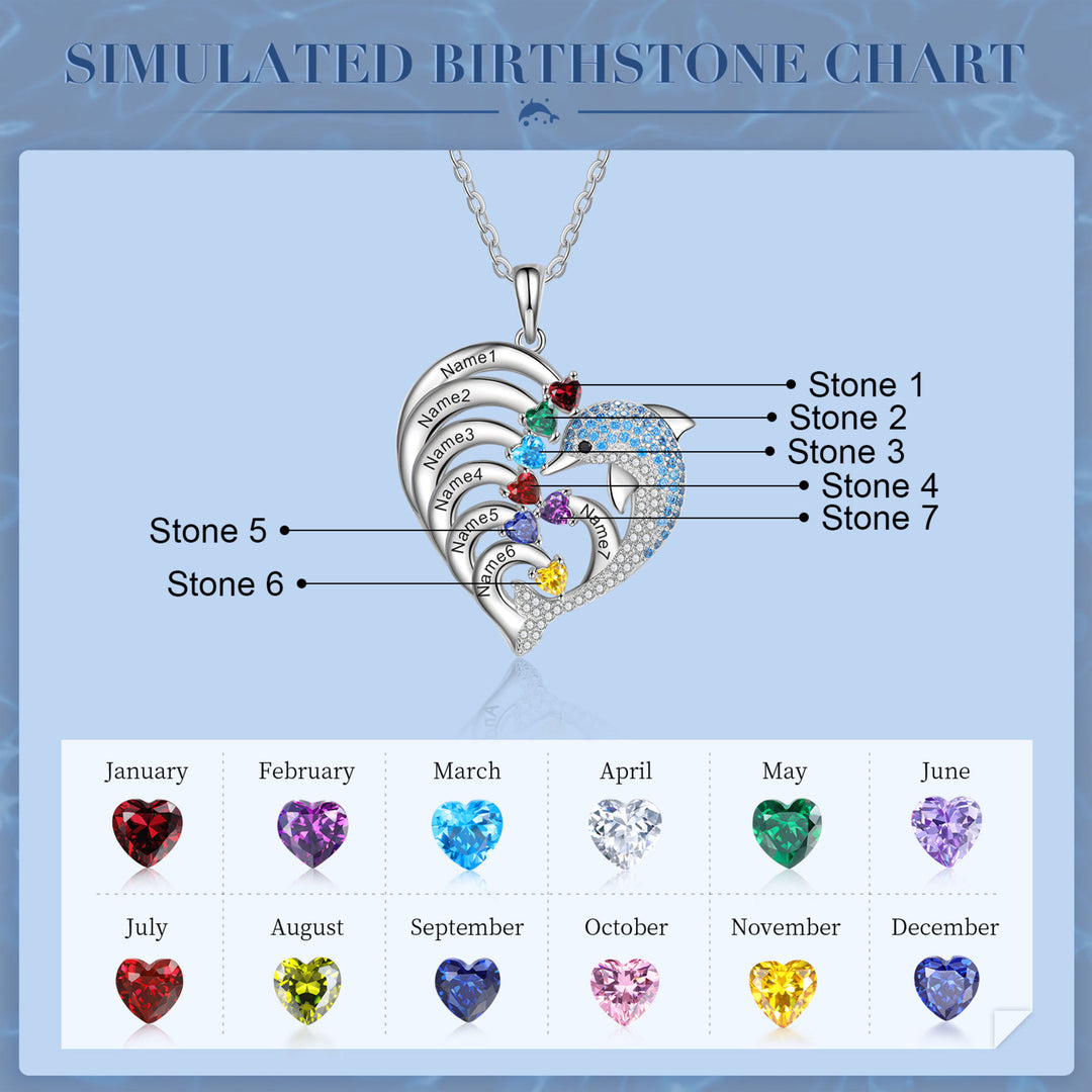 Collar con colgante de piedra grabado con forma de delfín y corazón de Olivenorma