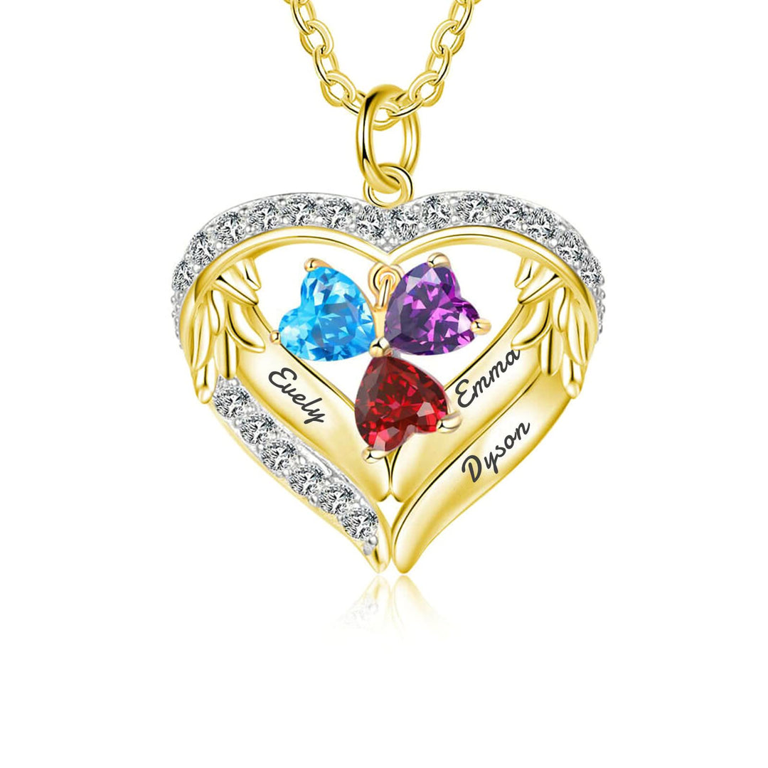 Collar de circonita cúbica con nombre grabado y piedra de nacimiento personalizada de Olivenorma