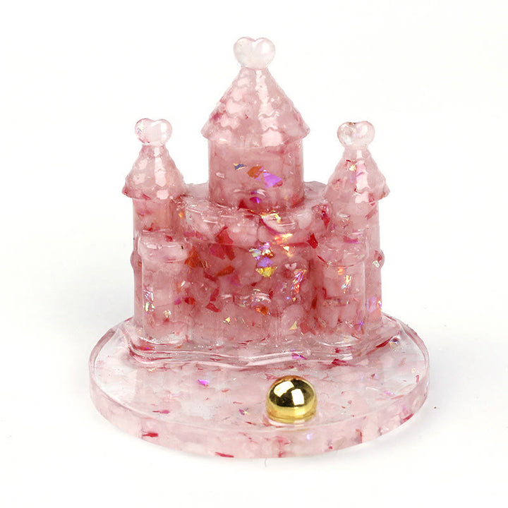 Soporte para teléfono móvil con castillo de epoxi y grava de cristal natural de Olivenorma