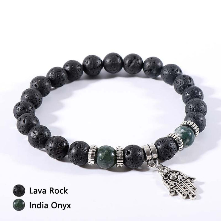 Pulsera de piedra de lava de ojo de tigre y malaquita 