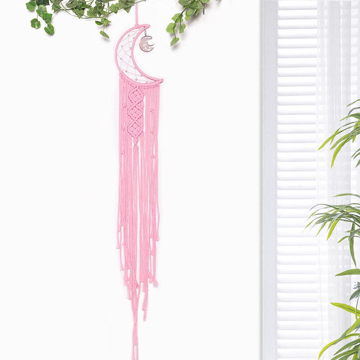 Atrapasueños de cuerda de algodón trenzada con forma de árbol de la vida de cristal de Olivenorma