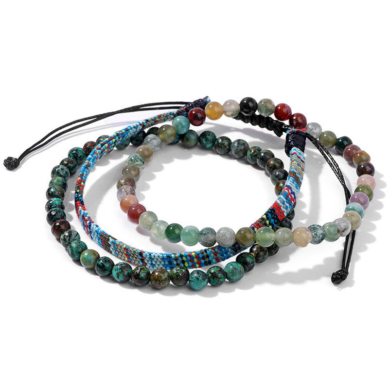 Conjunto de pulseras de cristal turquesa de Bohemia África de Olivenorma