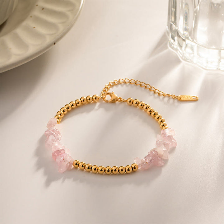 Pulsera de cuentas de oro con cristales triturados naturales de Olivenorma
