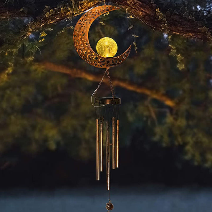 Adornos de carillón de viento solar con forma de luna o sol de Olivenorma