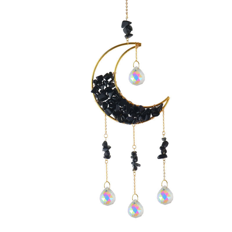 Atrapasol con forma de carillón de viento y reloj de arena de cristal lunar de Olivenorma