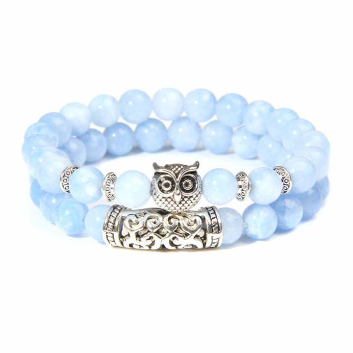 Pulsera de cuentas de cristal natural con forma de búho de Olivenorma 