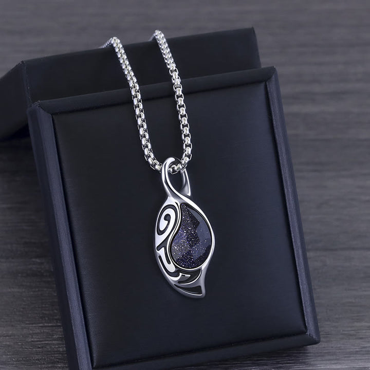 Collar de acero y titanio con ojo de tigre, protección, suerte y coraje de Olivenorma