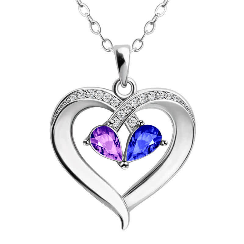Collar con piedras de nacimiento en forma de corazón grabado y personalizado de Olivenorma - image 5