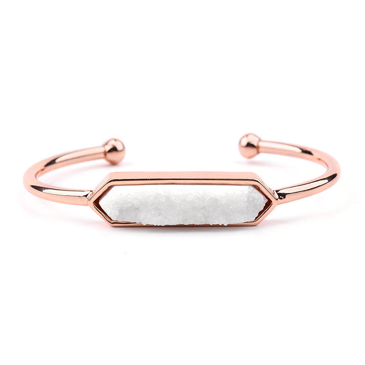 Pulsera de cobre y metal con cristales naturales de Olivenorma