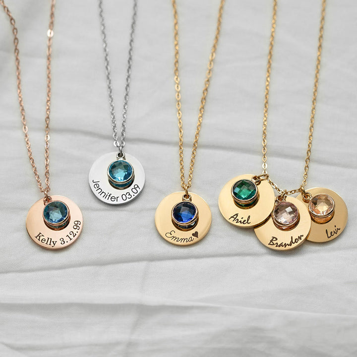 Collar personalizado con grabado circular para el Día de la Madre con nombre de Olivenorma