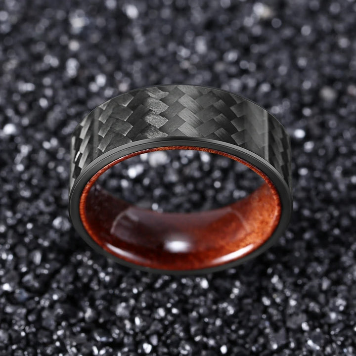 Anillo de madera para barril de whisky de fibra de carbono de sarga negra de 8 mm de Olivenorma