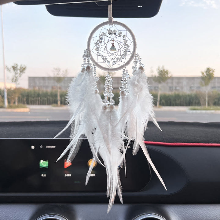 Atrapasueños colgante tejido a mano para espejo retrovisor de coche de Olivenorma 