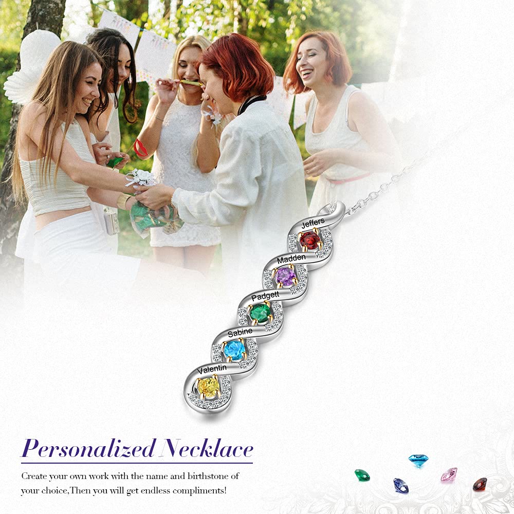 Collar con nombre grabado en piedra natal para mujer de Olivenorma