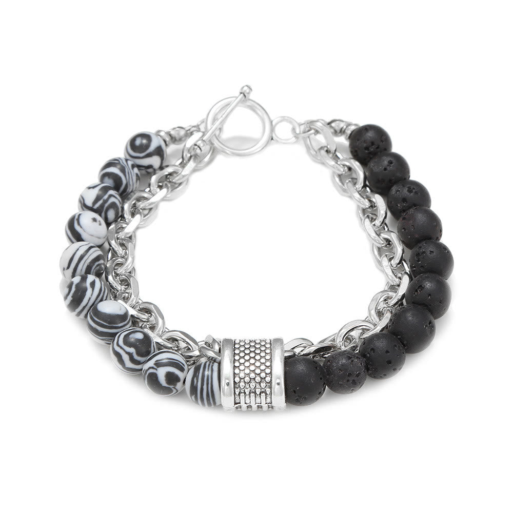 Pulsera para hombre con forma geométrica y combinación de piedras esmeriladas estilo punk de Olivenorma 