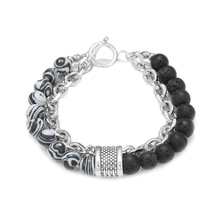 Pulsera para hombre con forma geométrica y combinación de piedras esmeriladas estilo punk de Olivenorma 