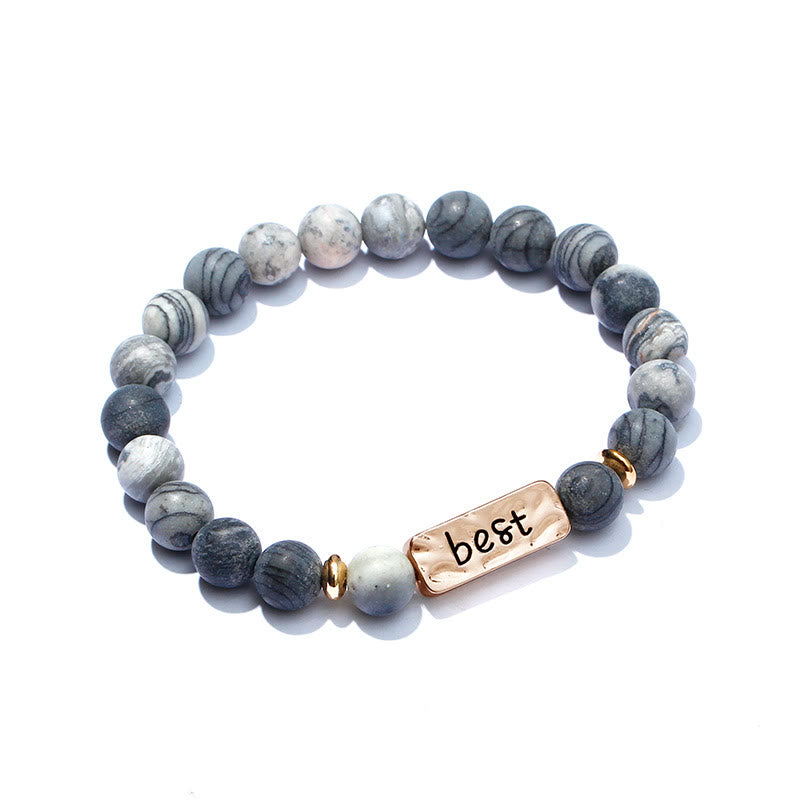 Juego de pulseras con grabado de 3 piezas con piedras preciosas naturales de Olivenorma Best Friend Forever
