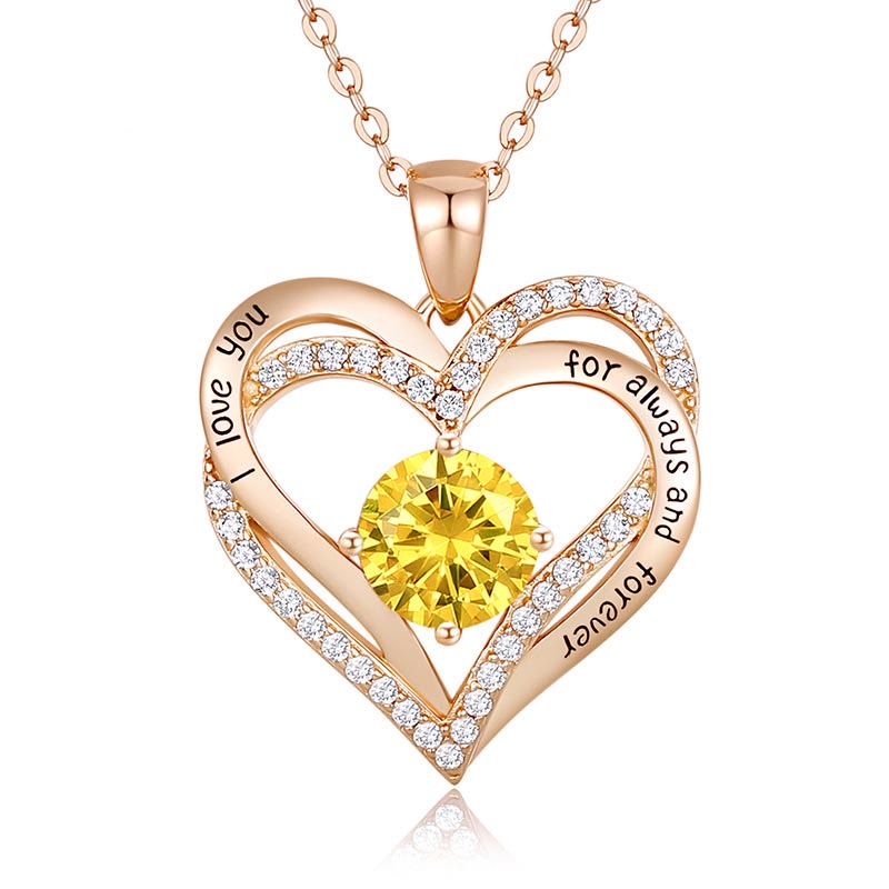 Olivenorma "Te amo por siempre y para siempre" - Collar de corazón en tono de nacimiento 