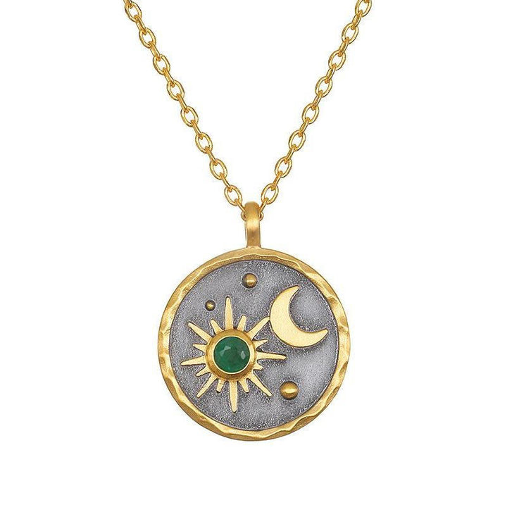 Collar con piedra natal de sol y luna "Día y noche" de Olivenorma