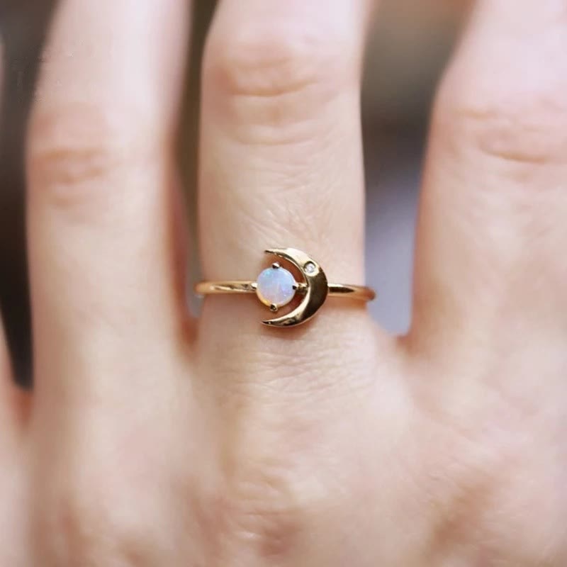 Anillo creativo de piedra lunar "Luna de mi vida" de Olivenorma