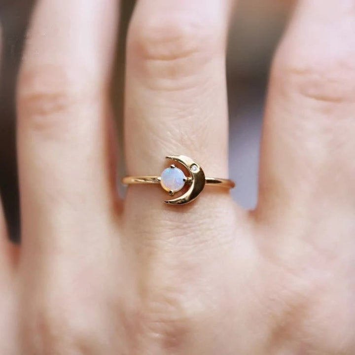 Anillo creativo de piedra lunar "Luna de mi vida" de Olivenorma