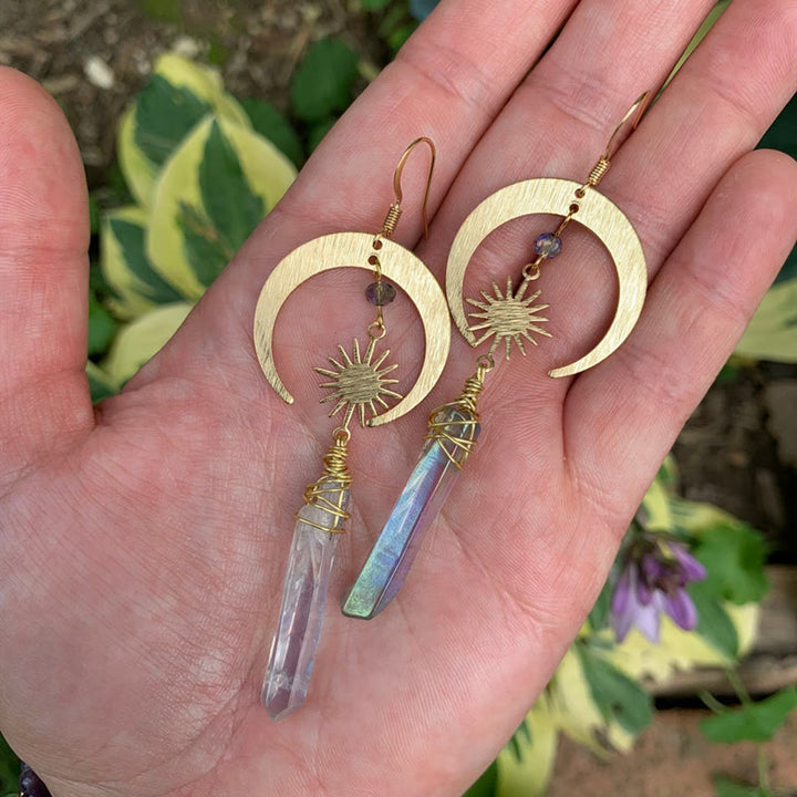 Pendientes de cristal irregulares con forma de medialuna y estrella de Olivenorma