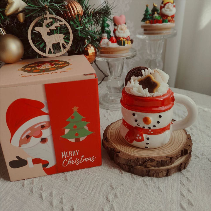 Vela navideña con forma de alce, muñeco de nieve y Papá Noel de Olivenorma 