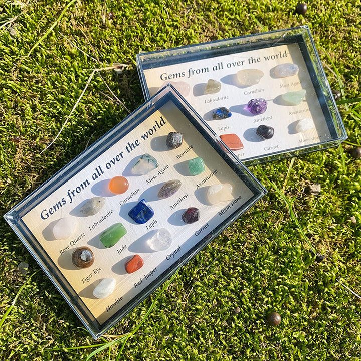 Juego de 15 piezas de piedras preciosas de cristal de piedra natural Olivenorma