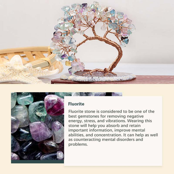 Árbol de Feng Shui con piedra de cristal natural Olivenorma